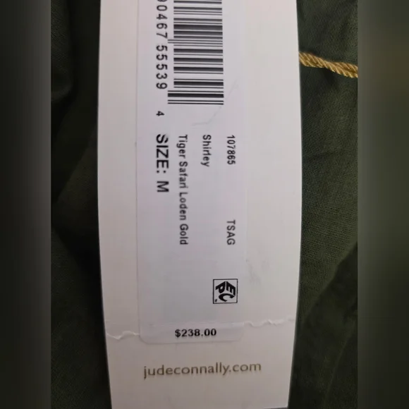 NWT Jude Connally Shirley Dress Cotton Voile Tiered Olive Mini Dress Size M - Picture 9 of 14